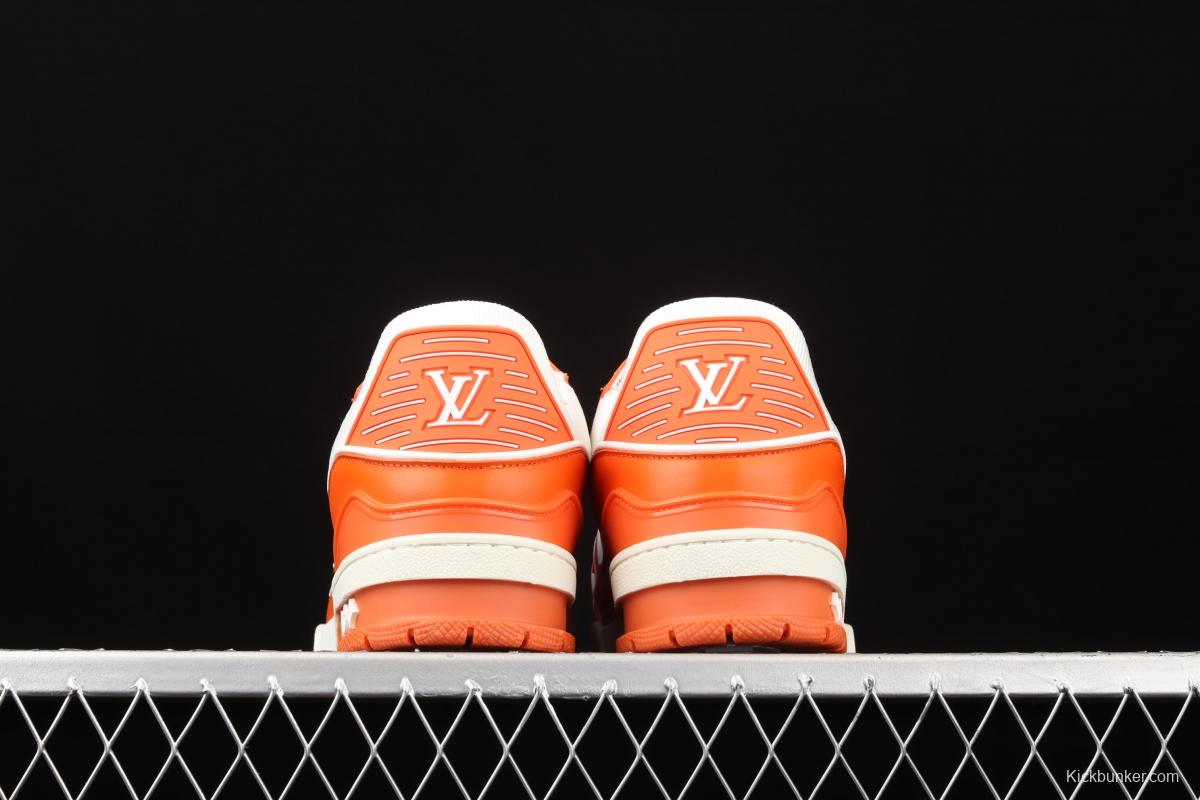 Authentic LV 2021ss early spring fashion catwalk sneakers 400N ORANGE White