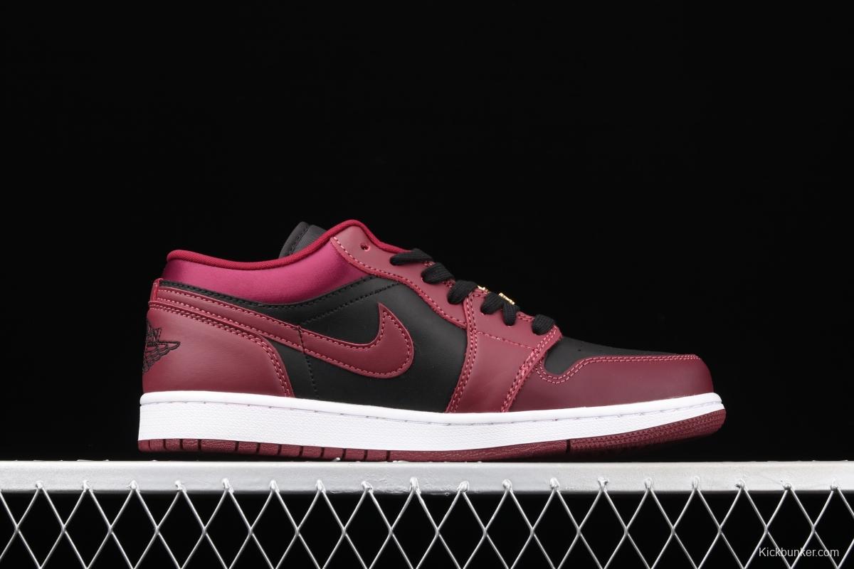 Air Jordan1 Low Black Wine Red Metal Flying Wings reverse low Top Basketball shoes DB6491-600