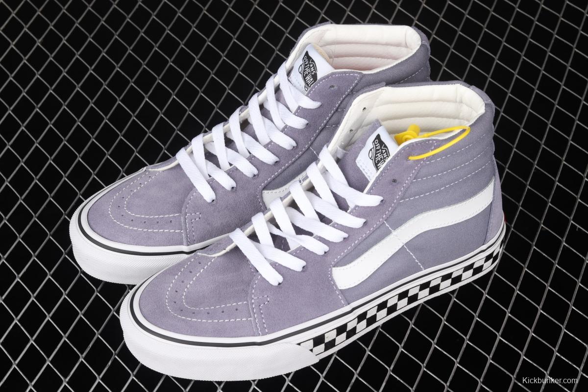 Vans SK8-Hi grey checkerboard classic series of high-top casual board shoes VN0A4U3C2RM