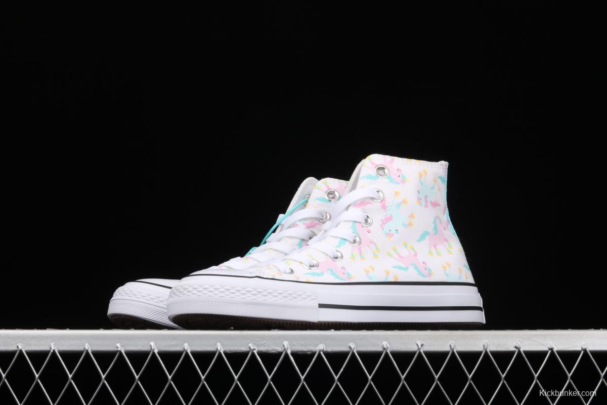 Converse Taylor Converse unicorn printed white high-top casual board shoes 669816C