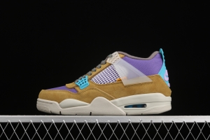 Union LA x Nike Air Jordan 4 Retro Desert Moss turquoise purple sports culture basketball shoes DJ5718-300