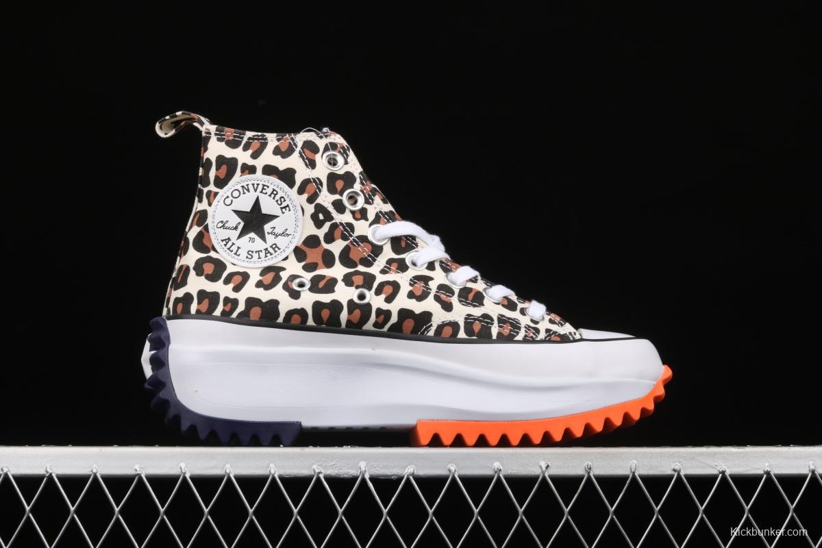 JW Anderson x Converse Run Star Hike white leopard pattern heightened casual board shoes 166862C