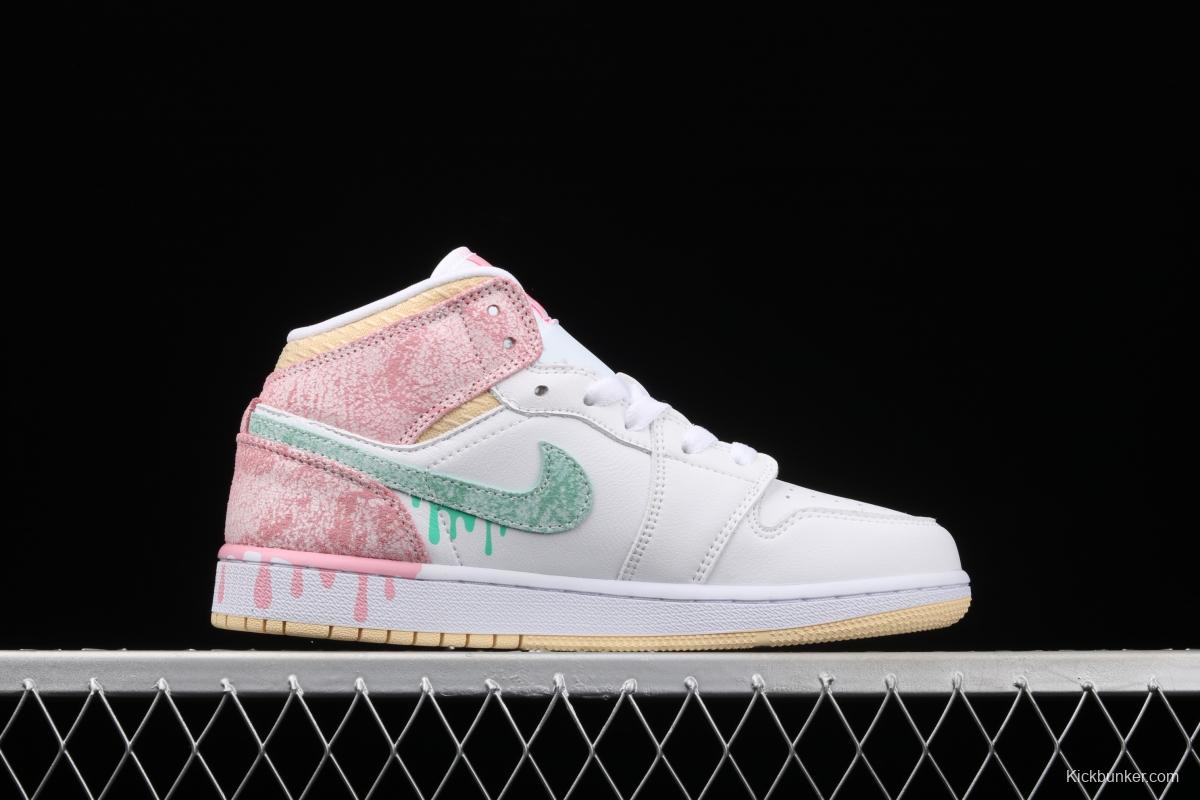 Air Jordan 1 Mid GS Ice Cream Bang Basketball shoes DD1666