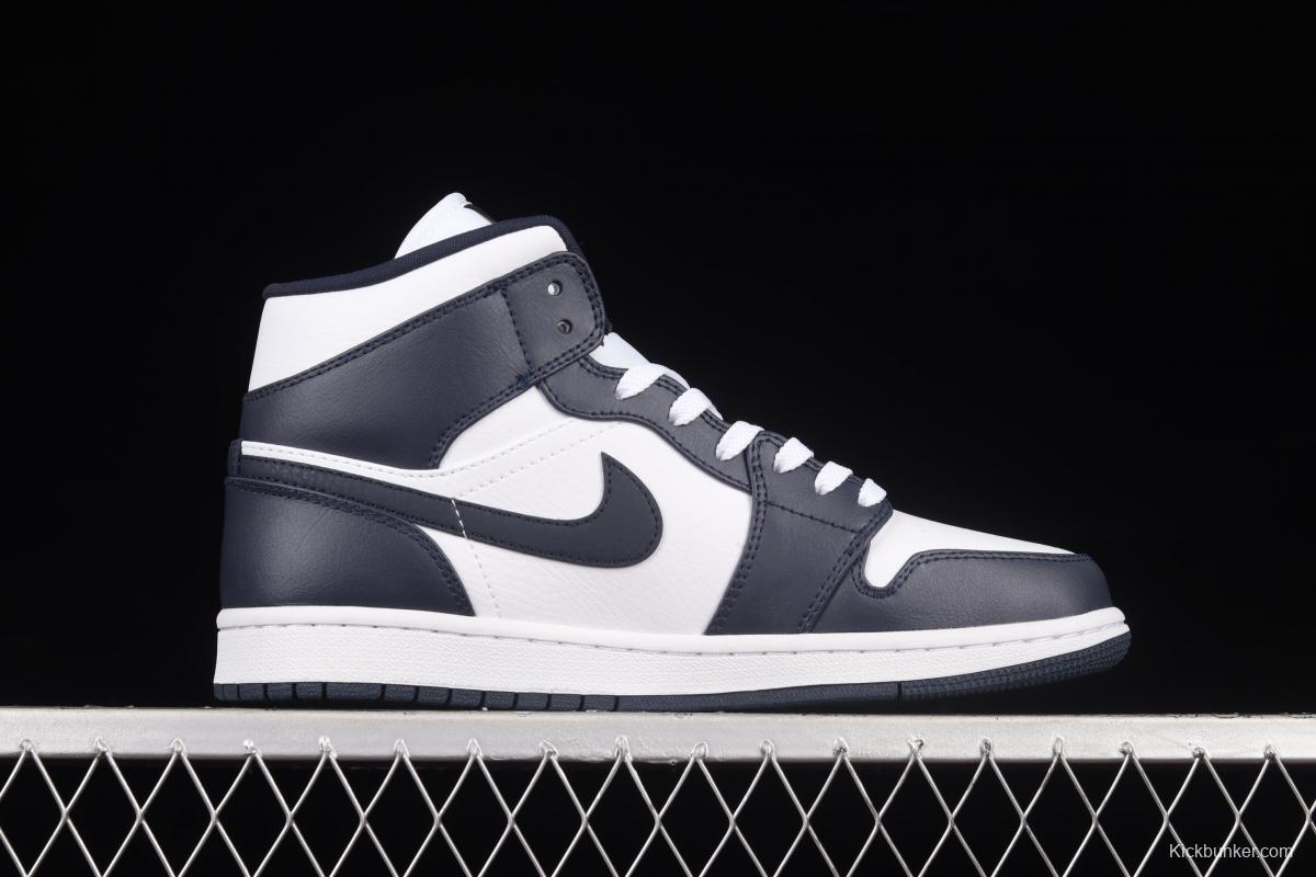 Air Jordan 1 Mid obsidian basketball shoes 554724-174