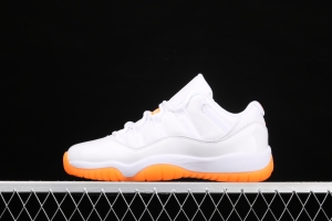 Air Jordan 11 Bright Citus 11 White Orange low Top Basketball shoes AH7860-139