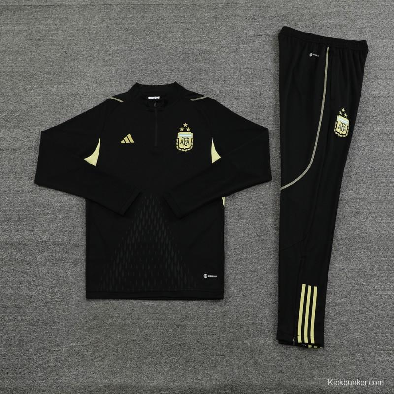 2023 Argentina Black Full Zipper Jacket+Pants