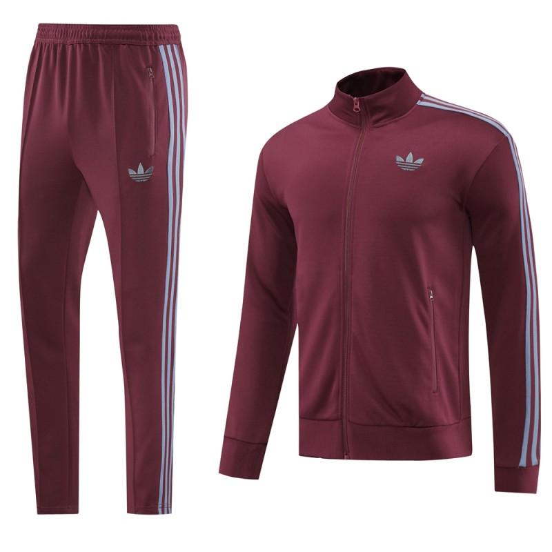 24/25 Adidas Original Wine Full Zipper Jacket +Long Pants