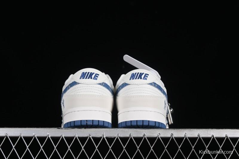 Nike SB Dunk Low MLB Collaboration - Blue Denim Anniversary Custom Low-Top Casual Sneakers - DQ1098-348