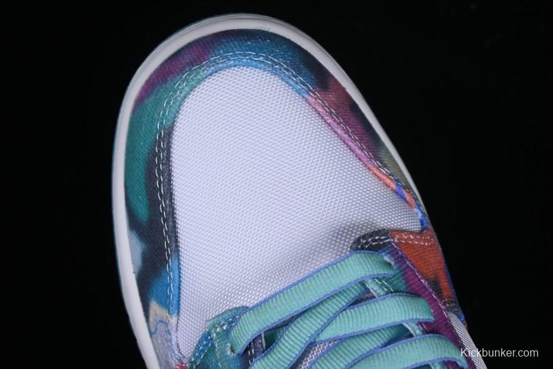 Nike Futura x Dunk Low Pro SB Casual Skate Shoes with Tie-Dye Pattern - HF6061-400