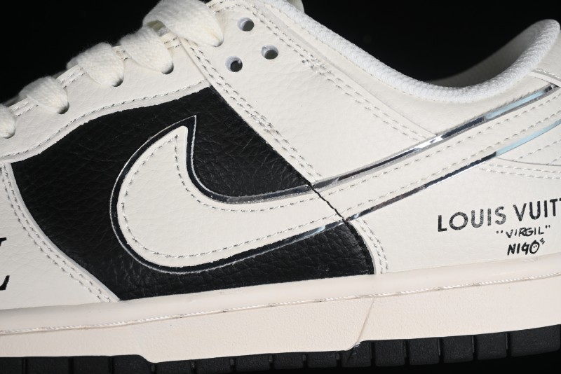 Nike SB Dunk Low LV Collaboration - Elegant Black White Night Light Anniversary High-End Custom Low-Top Casual Sneakers BB8766-208