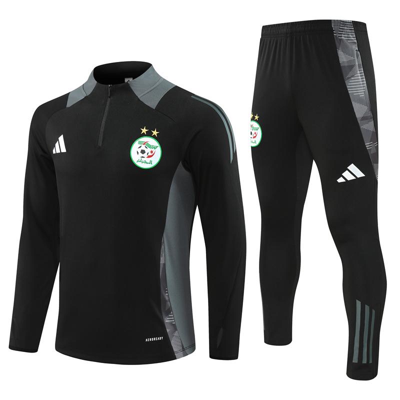 2024 Algeria Black Half Zipper Jacket+Long Pants