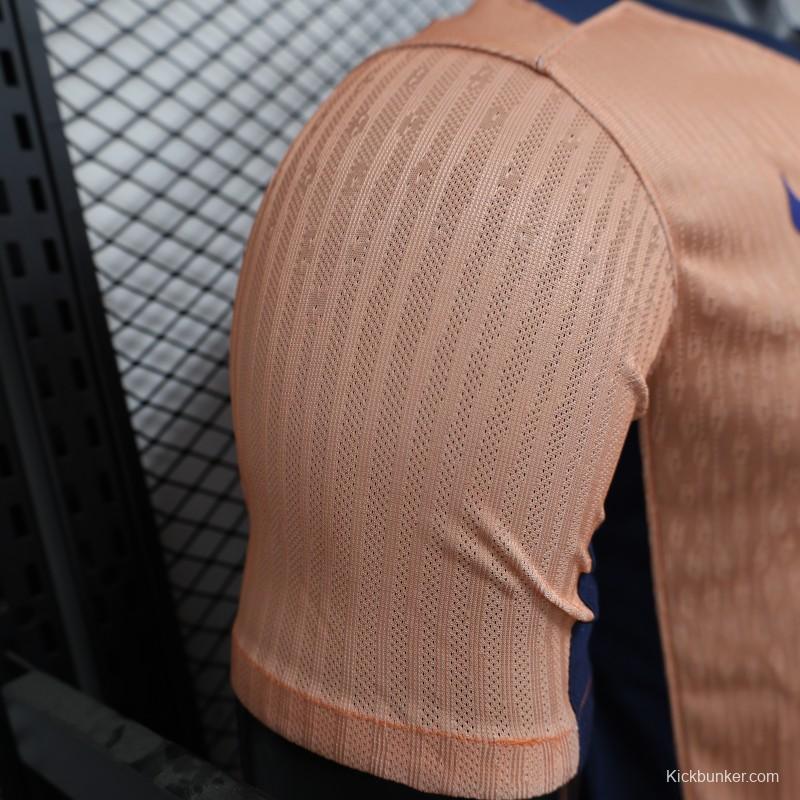 Player Version 25/26 FC Barcelona Pink 125Th Anniversary Jersey with Spotify Sponsor and Navy Blue Accents