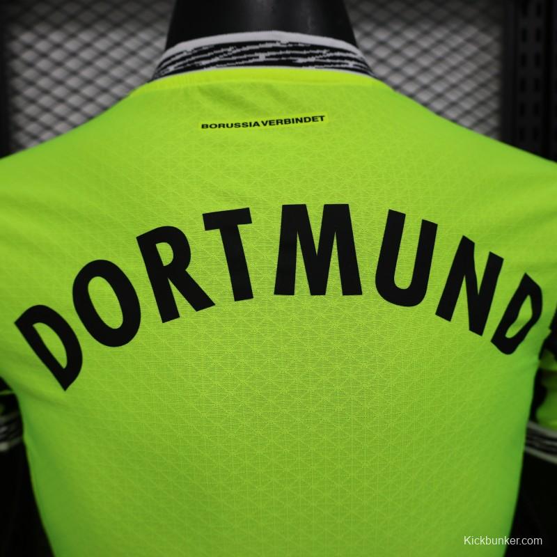 Player Version Borussia Dortmund 25/26 Neon Green Home Jersey with 1&1 Sponsor