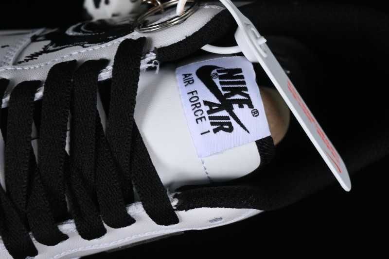 Nike Air Force 1 '07 Low Casual Sneakers with Black and White Graffiti Panda Design - DH7561-222