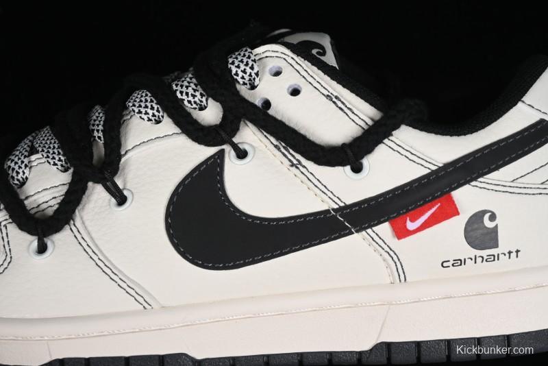 Nike SB Dunk Low Carhartt Collaboration - Strap Black Hook Anniversary High-End Custom Low-Top Casual Skate Shoes - SJ2068-265