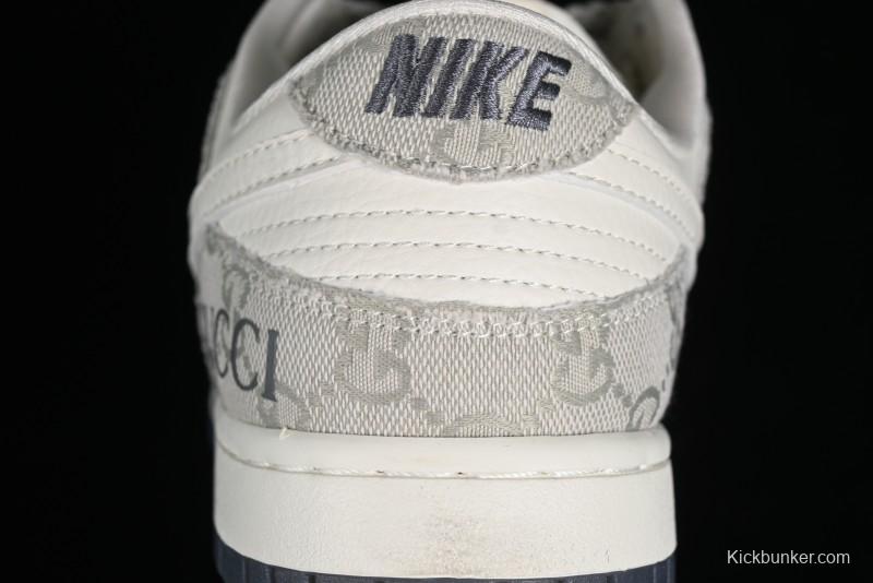 Nike SB Dunk Low Gucci Collaboration - Smoke Grey Anniversary Custom Low-Top Casual Sneakers - CF3688-003
