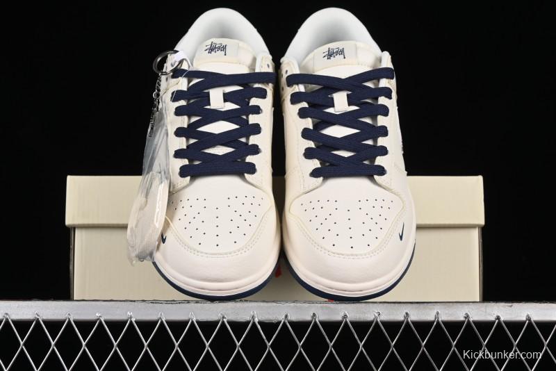 Nike SB Dunk Low Stussy Collaboration - Off White Floral Swoosh Anniversary High-End Custom Low-Top Casual Skate Shoes - XY1688-001