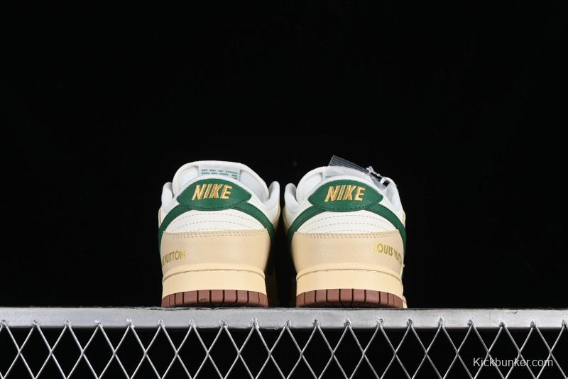 Nike SB Dunk Low LV Collaboration - Beige Green Anniversary High-End Custom Low-Top Casual Skate Shoes - LV6188-003