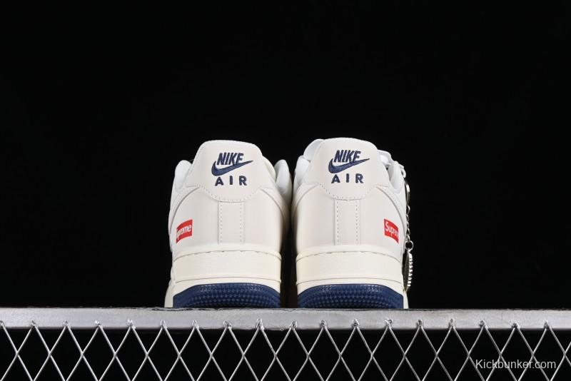 Nike Air Force 1 '07 Low Supreme Collaboration - White Blue Color Block Low-Top Casual Sneakers - XZ6188-001