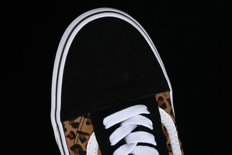 Vans Old Skool Classic Retro Low-Top Canvas Sneakers with Leopard Print and Slip-Resistant Sole - VN000CR5CJK