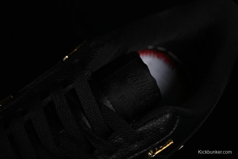 Nike Air Force 1 '07 Low Black Gold Swoosh Casual Sneakers - CT1990-001