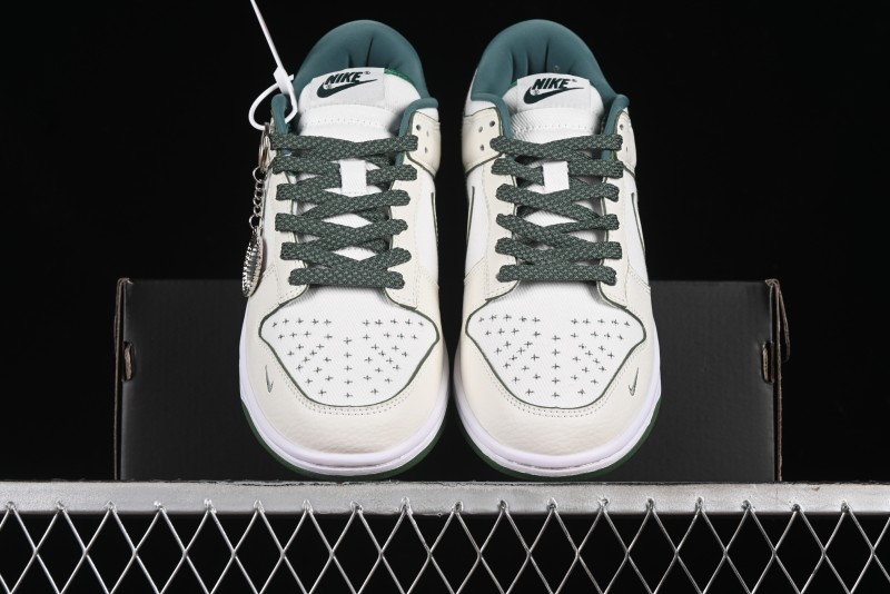 Nike SB Dunk Low Comme des Garçons Collaboration - Woven Beige White Swoosh Anniversary Custom Low-Top Casual Skate Shoes - KK1888-010