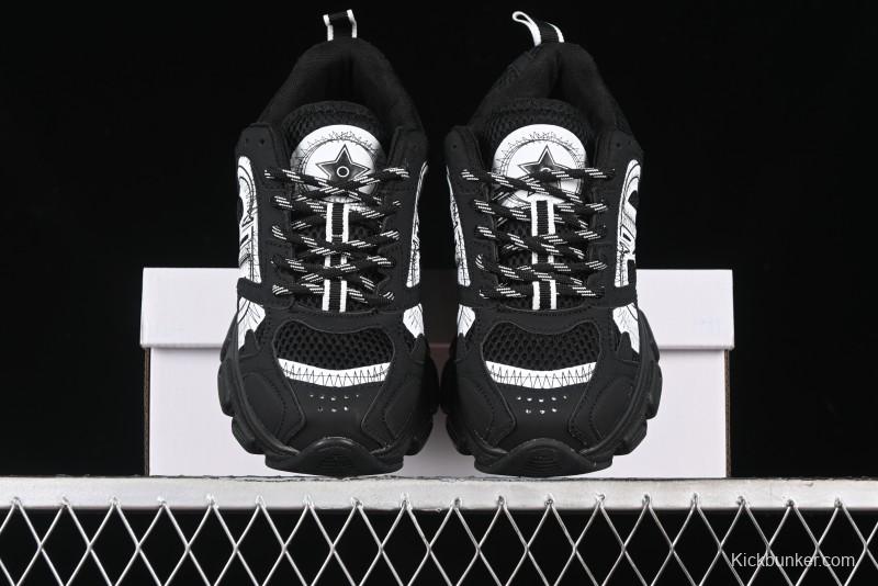 Dior Chrono Round Toe Lace-Up Lifestyle Casual Running Sneakers - 6865 BLACK WHITE