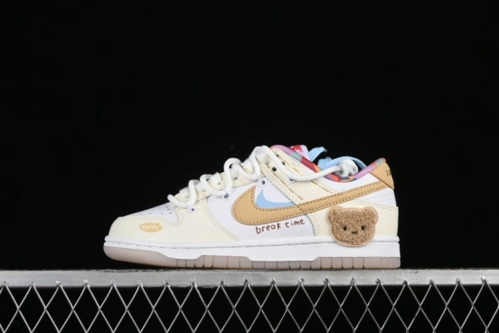Nike Dunk Low Cake Bear White Yellow Low-Top Casual Sneakers - FN8913-141