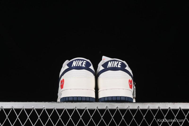 Nike SB Dunk Low Comme des Garcons Collaboration - Off-White Blue Swoosh Anniversary Custom Low-Top Casual Sneakers - KK1888-008