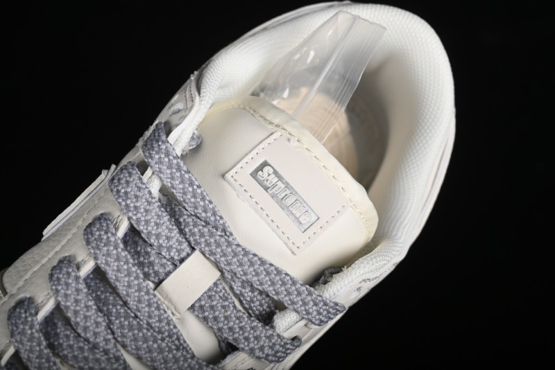 Nike SB Dunk Low Supreme Collaboration - Off White Gray Swoosh Anniversary Custom Low-Top Casual Skate Shoes - DQ1098-392