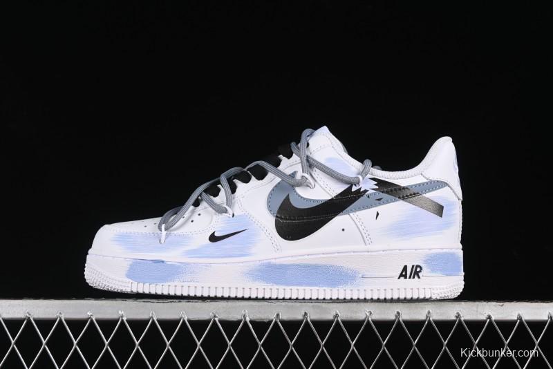 Nike Air Force 1 '07 Low Anime Theme Purple-Blue Spray Custom Casual Sneakers - ZH0316-029