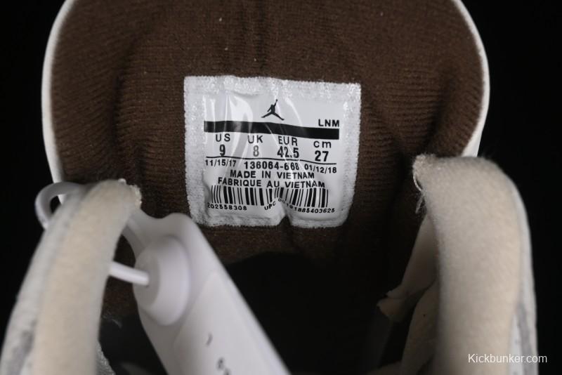 Nike Air Jordan 3 Retro Cactus Jack Collaboration High-Top Basketball Shoes with Soft Napa Leather and Visible Air Cushion - 136064-668