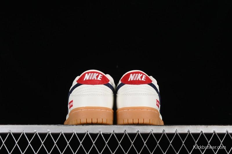 Nike SB Dunk Low Supreme Collaboration - Off White Gum Anniversary Customized Low-Top Casual Skate Shoes - JH8310-945