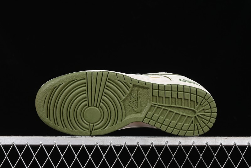 Nike SB Dunk Low Supreme Collaboration - Off White Dark Green Check Anniversary High-End Custom Low-Top Casual Skate Shoes - DQ1098-393