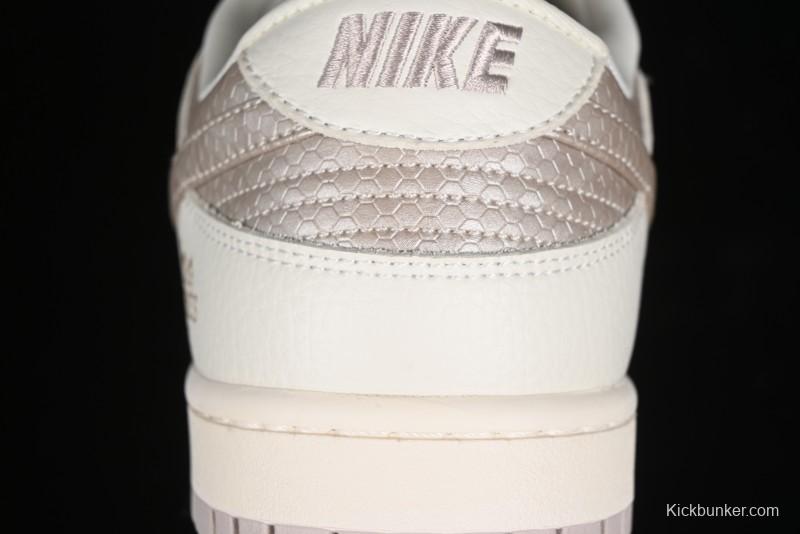 Nike SB Dunk Low Hermes Collaboration - Snake Print Brown Swoosh Low Top Casual Skate Shoes - XD6188-040