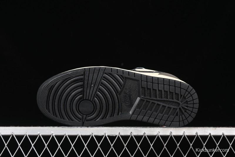 Nike Air Jordan 1 Low "Coconut Milk Black" Casual Basketball Shoes with Contrast Swoosh - HQ3437-101