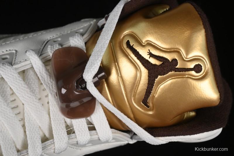 Nike Air Jordan 5 Retro Basketball Shoes in White/Tan - DD9336-200