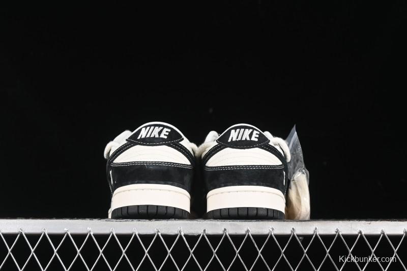 Nike SB Dunk Low Violent Bear Series - Lace-Up Beige with Black Swoosh Anniversary High-End Customized Low-Top Casual Skate Shoes - SJ2068-290