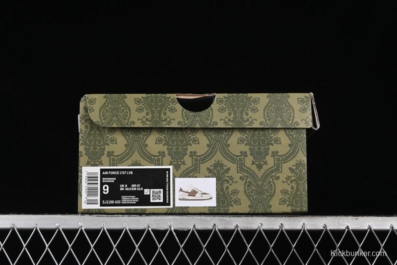 Nike Air Force 1 '07 Low Gucci Collaboration - Brown Coffee Drawstring Low-Top Casual Sneakers - SJ1198-400