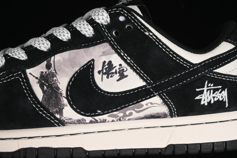 Nike SB Dunk Low Stussy Collaboration - Black Wukong Anniversary High-End Custom Low-Top Casual Sneakers - XX2025-555