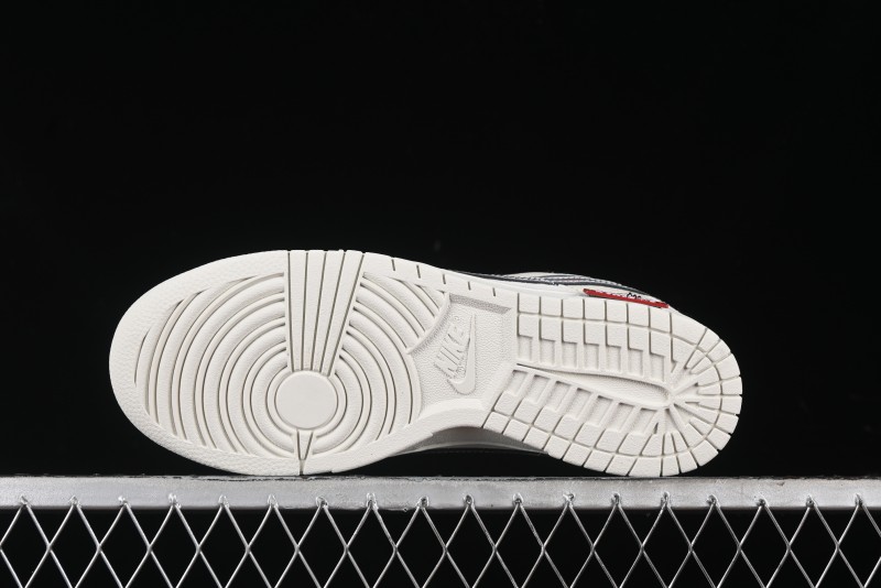 Nike SB Dunk Low Supreme x Stussy Triple Collaboration - Beige Silver Swoosh Anniversary Custom Low-Top Casual Skate Shoes - KK1333-005