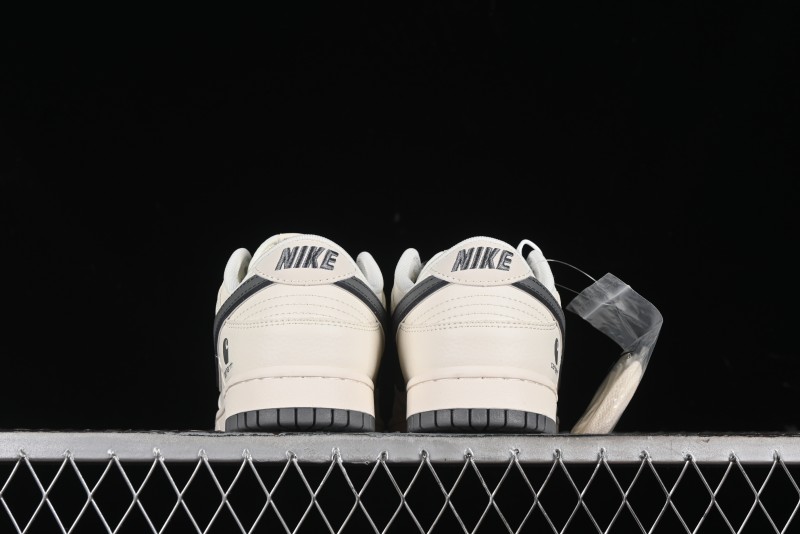 Nike SB Dunk Low Carhartt Collaboration - Off White Grey Swoosh Anniversary Custom Low-Top Casual Skate Shoes - SJ1089-006