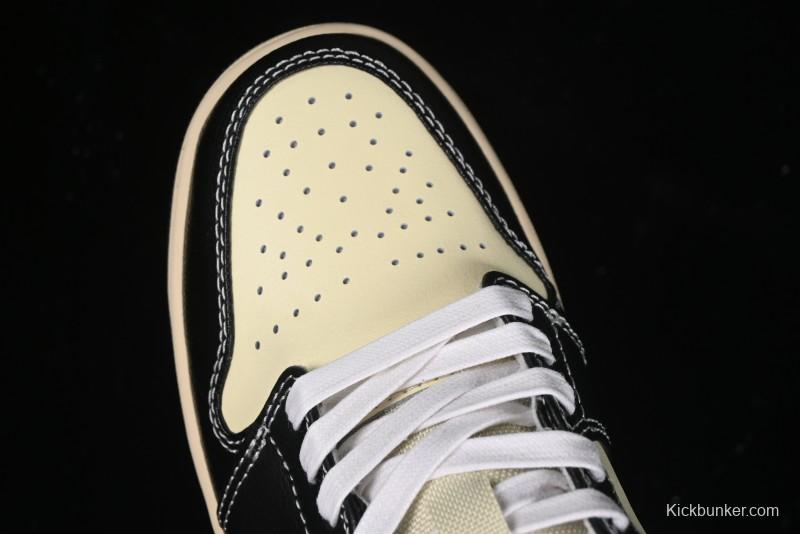 Nike Air Jordan 1 Low "Coconut Milk Black" Casual Basketball Shoes with Contrast Swoosh - HQ3437-101