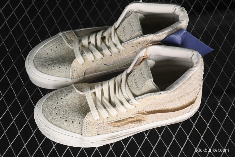 Vans Notre Premium Sk8-Hi High-Top Skate Shoes with Upgraded Suede and Linen Materials - VN000CR0BWQ