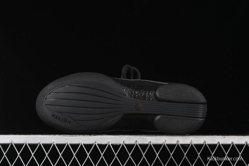 Alexander McQueen Flexion Retro Sneakers in Black with Diamond Grain Calfskin - 8.F6