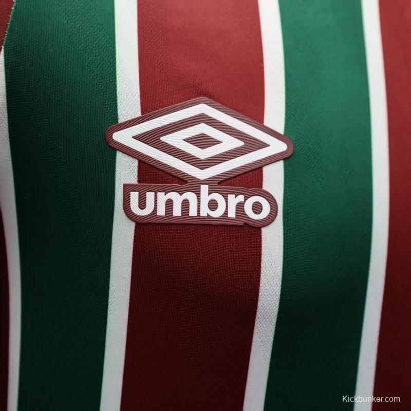 Player Version 25/26 Fluminense Green and Burgundy Vertical Striped with White Trim Jersey