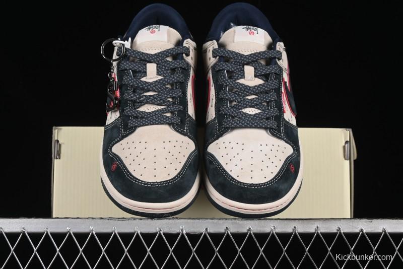 Nike SB Dunk Low Stussy Collaboration - Anniversary High-End Custom Low-Top Casual Skate Shoes - DQ1098-520
