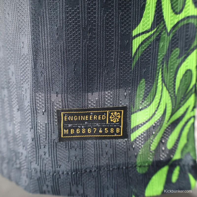 Player Version 2025 Brazil Dark Grey with Neon Green Flame Jersey