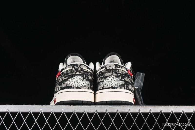 Nike Air Jordan 1 Low AJ1 Dior Collaboration - White Black Red Label Retro Basketball Shoes - SJ9950-036