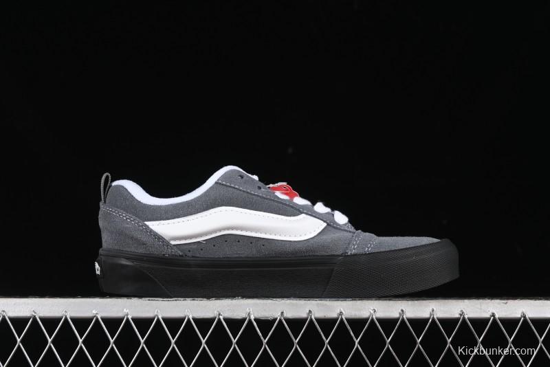 Vans Knu Skool Dark Grey Black Sole Versatile Casual Slip-Resistant Cushioned Platform Sneakers - VN000D22PWT